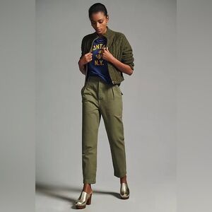 Favorite Daughter Anthropologie Phoenix Cropped Cargo Chino Pants Green 22 NEW